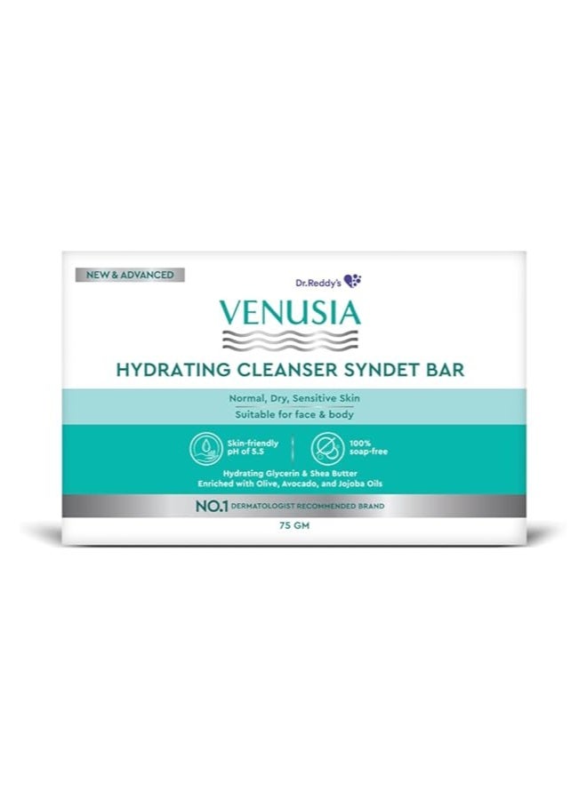 VENUSIA Dr. Reddy's Venusia Hydrating Cleanser Syndet Bar | 100% soap-free, pH 5.5, Non-irritating, Hypoallergenic, PAMA-free | Enriched with Hydrating Glycerin, Shea Butter, Olive Oil, Avocado Oil & Jojoba Oil - 75g pack of 2 - Image 2